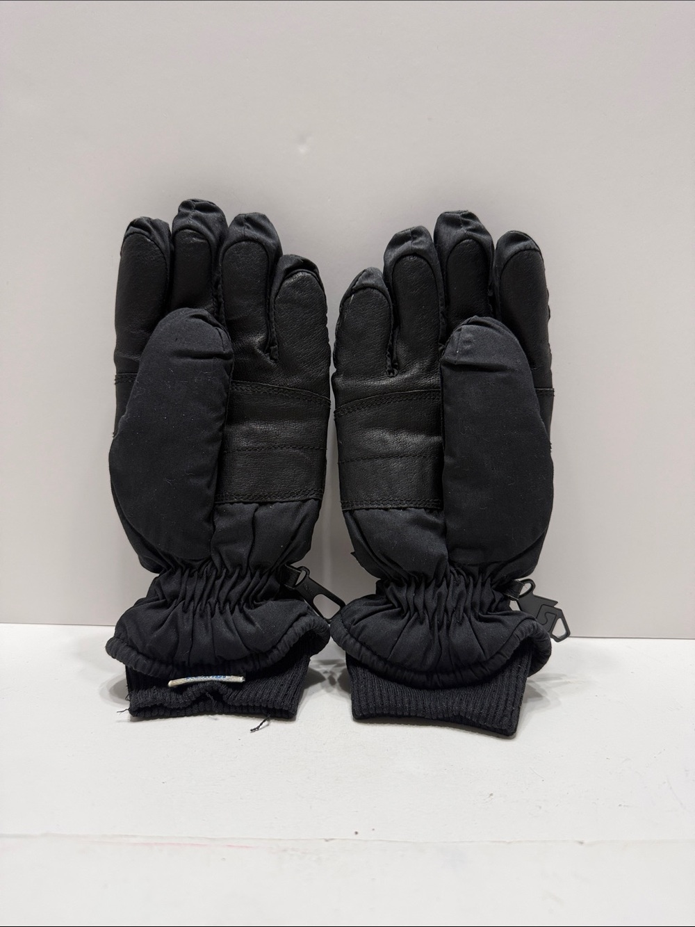 Black Insulated Winter Gloves for Women with Grip Panels